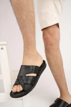 Muggo Pantolette - Schwarz - Flacher Absatz Herren Pantolette 754029005